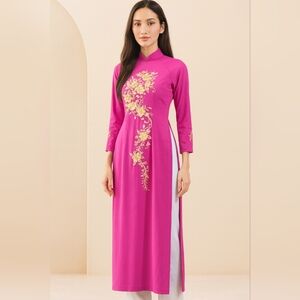 Pink Floral Embroidered Dress